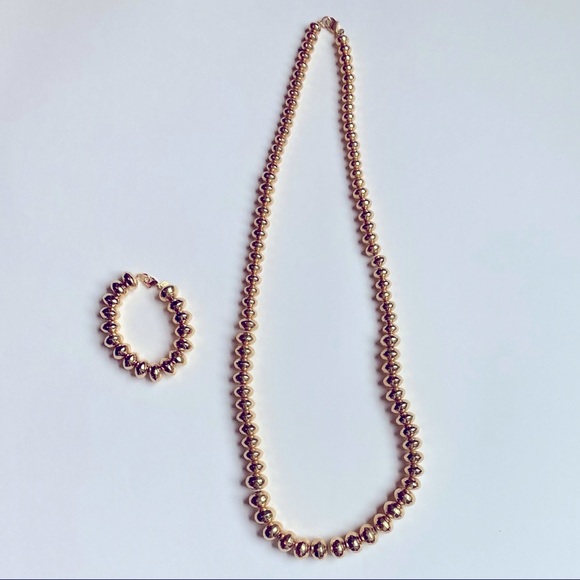 Monet Jewelry - Vintage MONET Gold Chunky Bauble Necklace & Bracelet Set